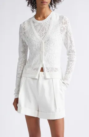 Toccin Annabelle Lace Cardigan in Optic at Nordstrom, Size Xx-Small