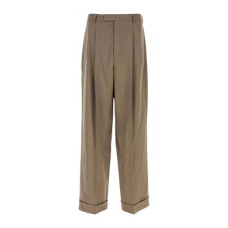 Valentino Garavani Wide Trousers, male, Beige, Size: L Cappuccino Wool Pant