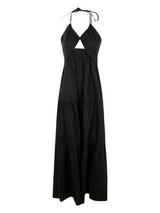 Twin-Set tie-fastening cut-out maxi dress - women - Cotton - 48 - Black