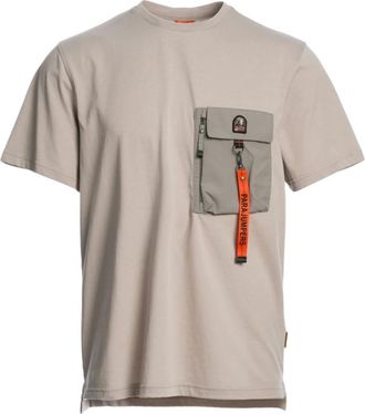 Parajumpers Grey Crewneck Logo Pocket T-Shirt