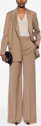 Max Mara Womens Brown Clothing Trousers - Tan Wool - Size EU 36 (Womens)