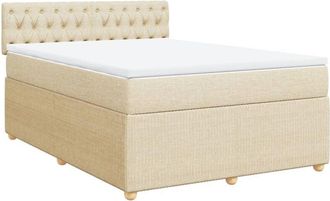 vidaXL Cama Box Spring Con Colch&oacute;n Tela Color Crema 160x200 Cm Vidaxl