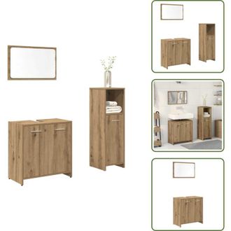 vidaXL The Living Store Set Mobili da Bagno 3 pz Rovere Artigianale Legno Multistrato - Set da bagno