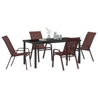 Berkfield Home Modern 5 Piece Garden Dining Set Brown Textilene & Steel