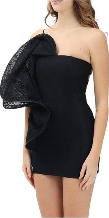Simona Corsellini Mini Kanten Jurk - Dames - Feestkleedjes - Zwart - XS - Kleedjes