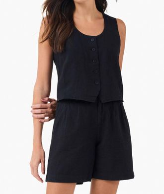 Nic+Zoe Rumba Linen Vest In Black