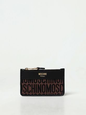Moschino Portacarte di credito Moschino Couture in tessuto jacquard e pelle