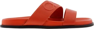 Jimmy Choo London Womens Embossed Logo Leather Slide, Brand Size 35 ( US Size 5 )