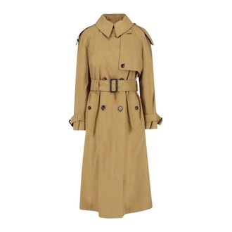 Burberry Trench Coats, female, Brown, Size: 2XS Long Canvas Fitzrovia Trench Coat with Warmer