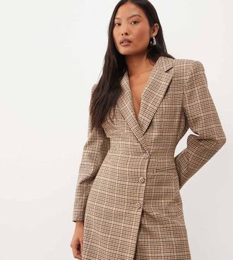 Miss Selfridge vestito blazer a quadri con spalle strutturate e vita stretta-Multicolore