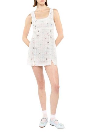Anna Sui Embroidered Lacey Trellis Mini Dress in White Multi at Nordstrom, Size 2