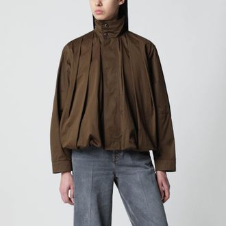 Christophe Lemaire Brown pleated cotton satin jacket