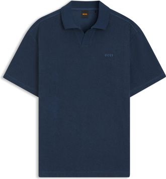 Boss Orange by Hugo Boss Poloshirt BOSS ORANGE Pe, Herren, Gr. XXL, blau (open blau466), Frottee, Obermaterial: 100% Baumwolle, unifarben, regular fit h&uuml;ftlang, V-Ausschnitt, 