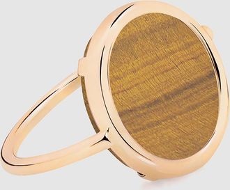 Ginette NY Bague Baby Disc OEil de Tigre Or Rose