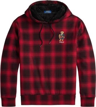 Ralph Lauren Plaid Polo Bear Fleece Hoodie met Lange Mouwen - Heren - Hoodies - Veelkleurig - XS - Katoen - Hoodies & sweatvesten
