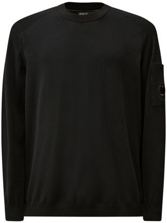 C.P. Company Cotton Crepe Crewneck Sweater with Unique Lens Detail