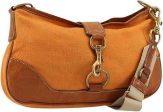 Miu Miu Pre-owned Cross Body Bags, female, Orange, Size: ONE SIZE Pre-owned Canvas Shoulder Bag