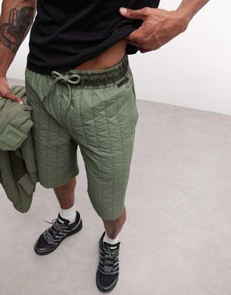 Rains 20950 Koya - Pantaloncini trapuntati idrorepellenti verdi tono su tono in coordinato-Verde