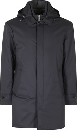 Moorer Dark Blue Ralli Ads Polyester Hooded Jacket