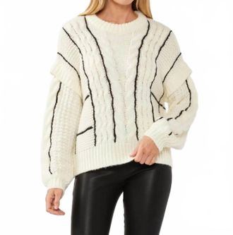 Lovestitch Drop Shoulder Crewneck Sweater In Cream/black