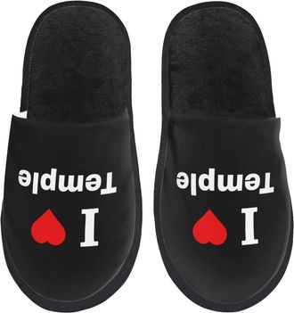 Generic Fuzzy Slippers I Love Temple Fluffy Slippers Comfy Warm House Slipper For Winter Bedroom Spa L
