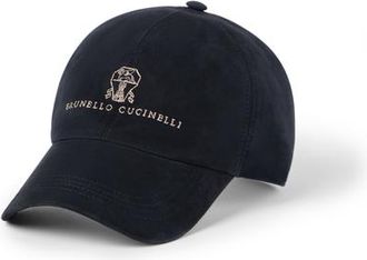 Brunello Cucinelli Suede baseball cap in Navy Blue at Nordstrom, Size Xx-Large