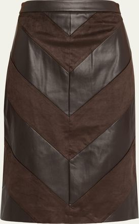 L'agence Erma Chevron Faux Leather Pencil Skirt