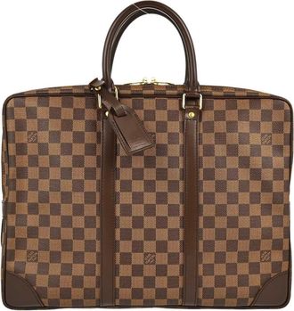 Louis Vuitton Porte-Documents Voyage Briefcase Damier Brown Canvas Briefcase Bag (Pre-Owned)
