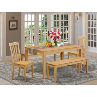 East West Furniture 5 Pc Dining room set - Kitchen Table and 2 Kitchen Chairs with 2 benches