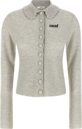 Chloé Collar Cardigan Maglioni Grigio-Donna