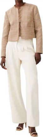 French Connection Effie Boucle Collarless Blazer In Camel/classic Cream