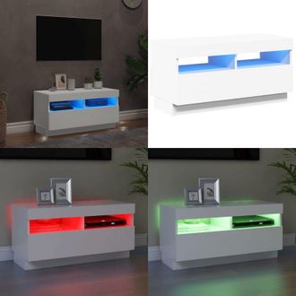 vidaXL Mobile Porta TV con Luci LED Bianco 80x35x40 cm - TV con luci RGB - Mobile con LED