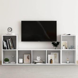 vidaXL Vidaxl - Muebles De Sal&oacute;n 3 Piezas Madera De Ingenier&iacute;a Gris Brillo