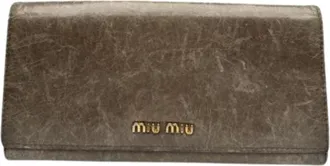 Miu Miu Pre-owned Leather Wallet - Dames - Vintage Accessoires - Grijs - ONE Size - Vintage