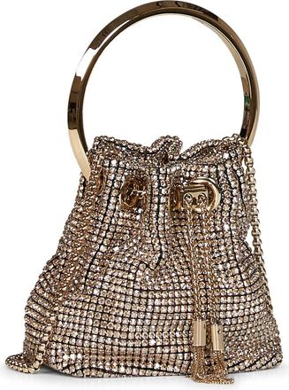 Jimmy Choo London Womens Handbag Micro Bon Gold Nylon Bag