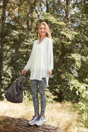 Heine Longbluse HEINE, Damen, Gr. 36, weiss (sanftes wei&szlig;), 100% Polyester, unifarben, V-Ausschnitt, Blusen Longbluse