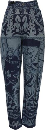 Dolce & Gabbana Grafische Print Hoge Taille Denim Jeans - Dames - Loose Fit Jeans - Blauw - 2XS - Denim - Jeans
