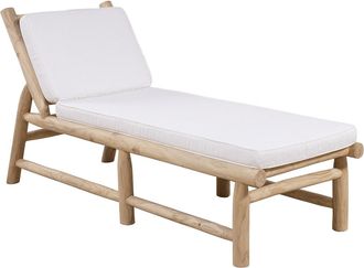 Vente-Unique Tumbona de teca con colchoneta - Natural claro y blanco - TULUM de MYLIA