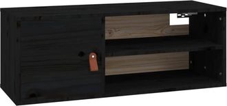 vidaXL Wall Cabinet Black 80x30x30 cm Solid Wood Pine Vidaxl