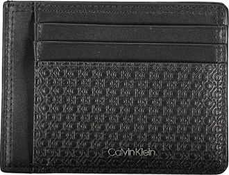 Calvin Klein Strakke leren munttas met kaarthouder - Heren - Portefeuilles - Zwart - ONE Size - Leer - Accessoires