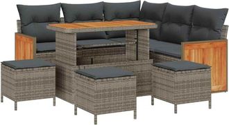 vidaXL Vidaxl - Conjunto De Sof&aacute; De Jard&iacute;n 8 Pcs Gris, Gris Oscuro