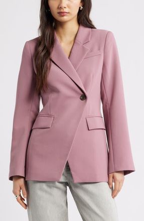 Open Edit The Icon Asymmetric Fitted Blazer in Purple Wistful at Nordstrom, Size Xx-Small