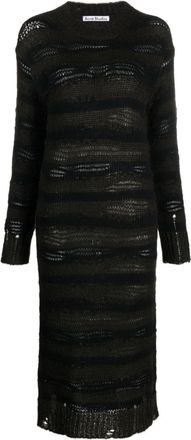 Acne Studios striped open-knit midi dress - women - Acrylic/Cotton/Nylon/Mohair/Wool - S - Black