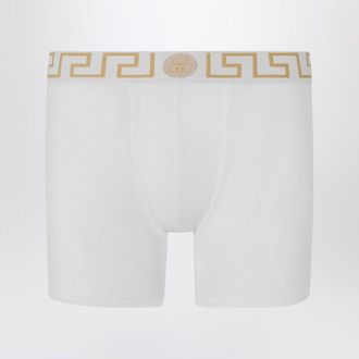 Versace White fitted boxers with Greca waistband