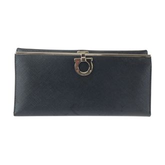 Ferragamo Black Leather Long Wallet (Bi-Fold) (Pre-Owned)