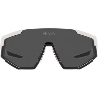 Prada 39mm Shield Sunglasses in White Rubber /Dark Grey at Nordstrom
