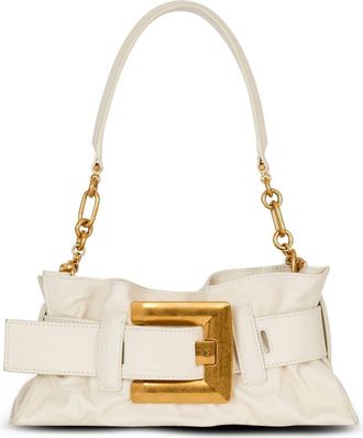 Balmain Mini Anthem Leather Shoulder Bag in Cream at Nordstrom