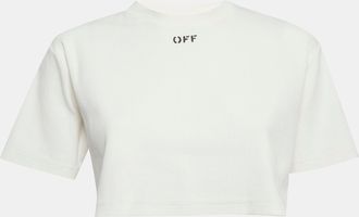 Off-white White Logo Rib Knit Crop Top