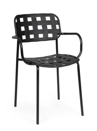 BIZZOTTO Conjunto de 2 sillas de acero con asiento negro
