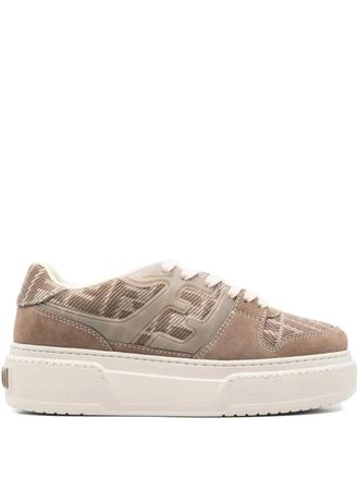 Fendi Sneakers Match con suola rialzata - Marrone